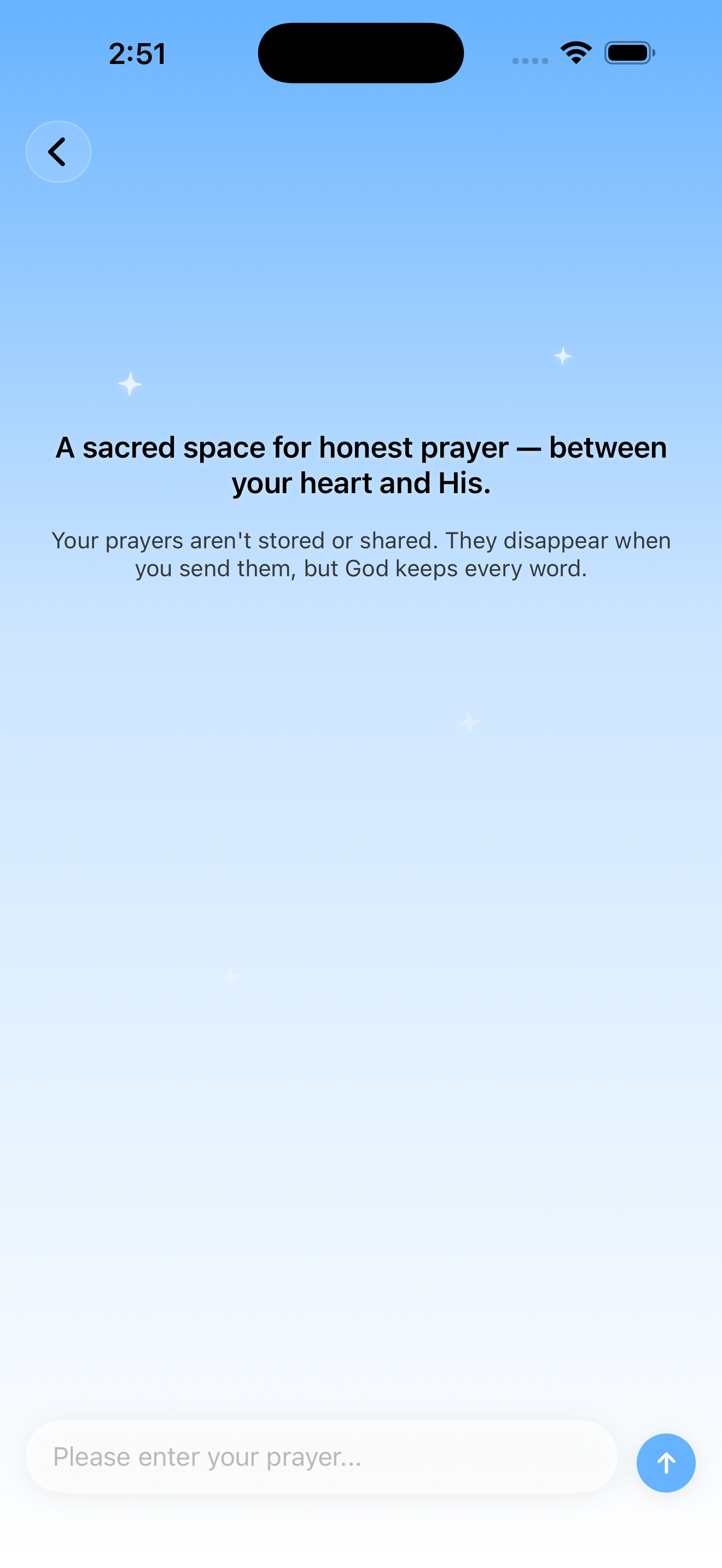 VibeVerse Send a Prayer screen, a private space for honest prayer
